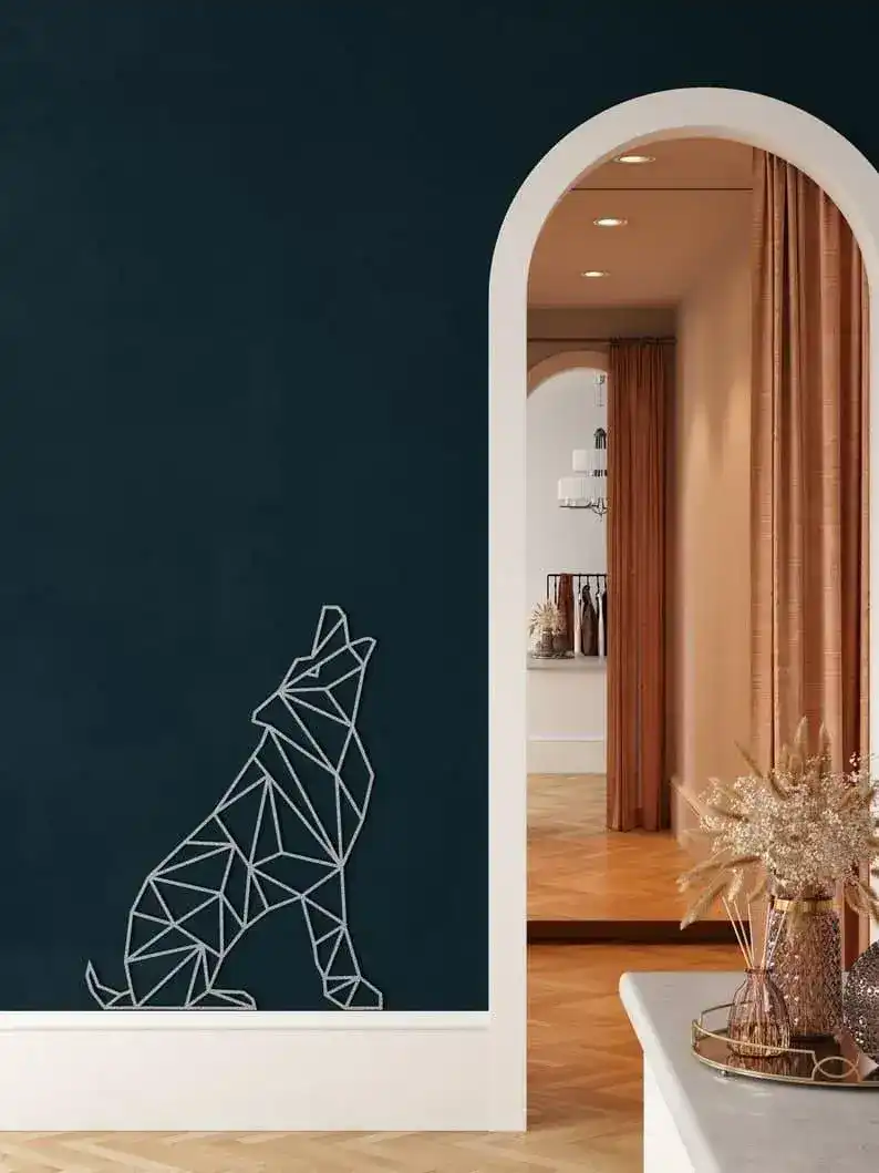 Geometric Wolf Metal Wall Decor - Image 5