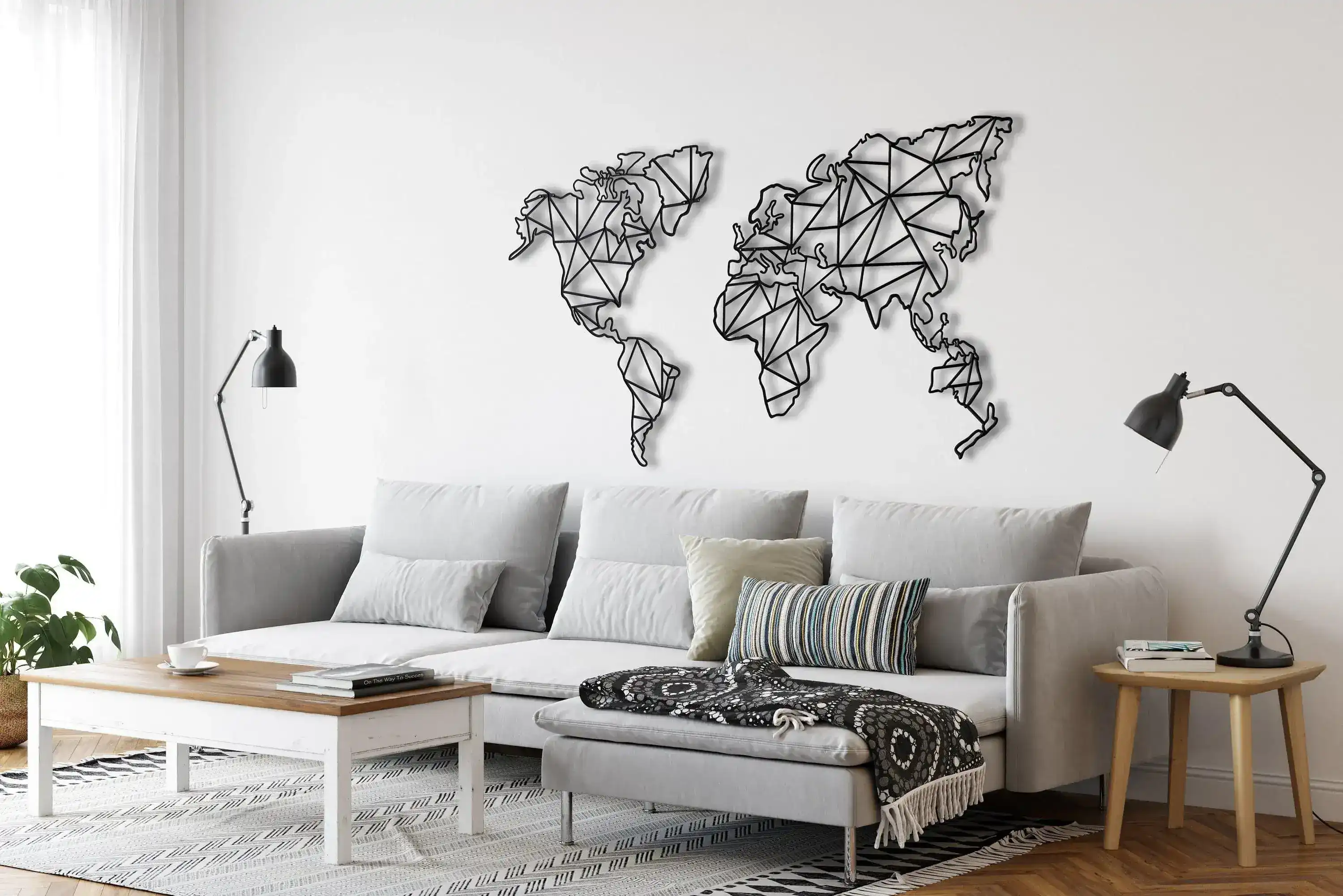 Geometric World Map Metal Wall Decor - Image 2