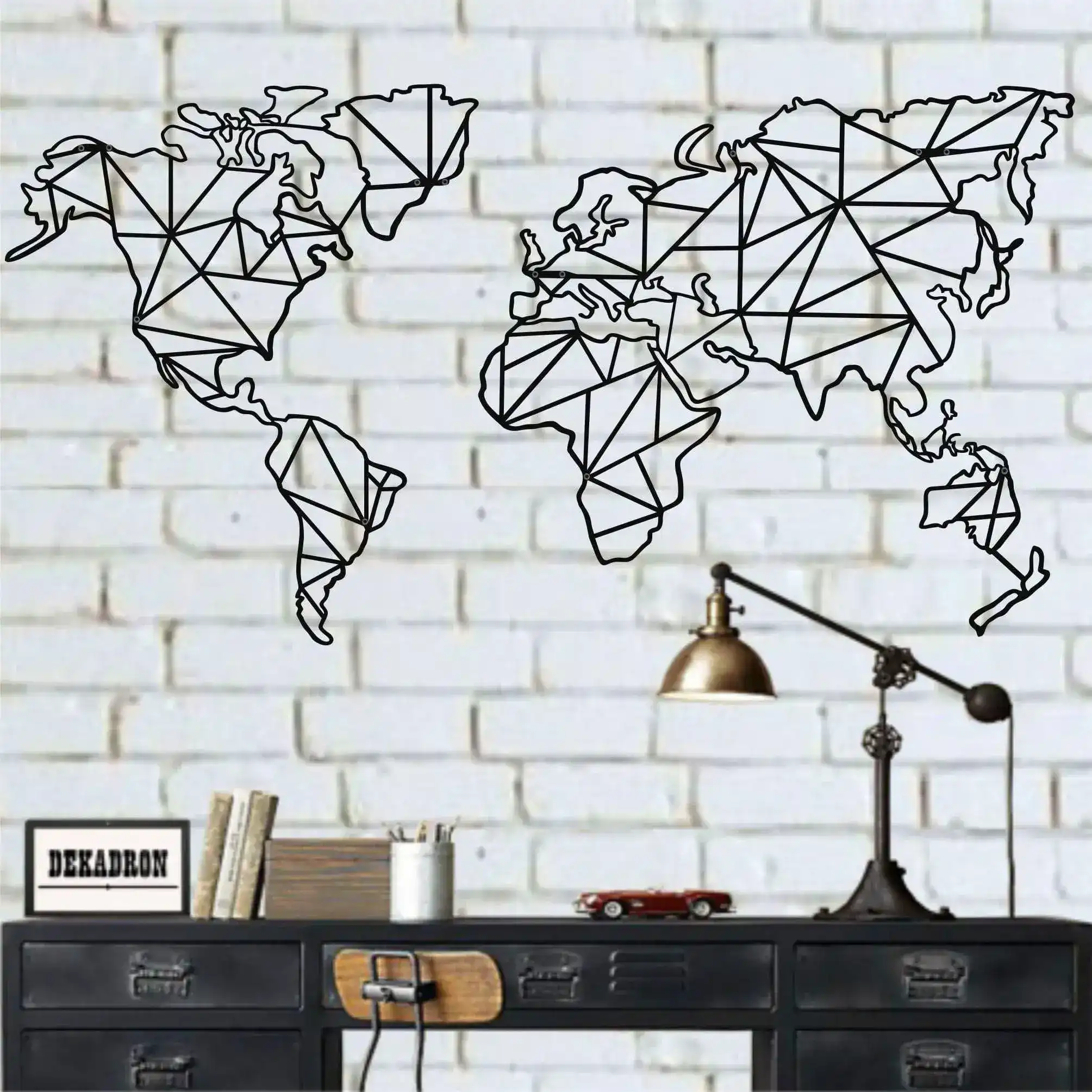 Geometric World Map Metal Wall Decor - Image 3