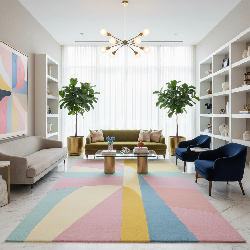 Geometry in Pastel Light Hand Tufted Rug - Image 2