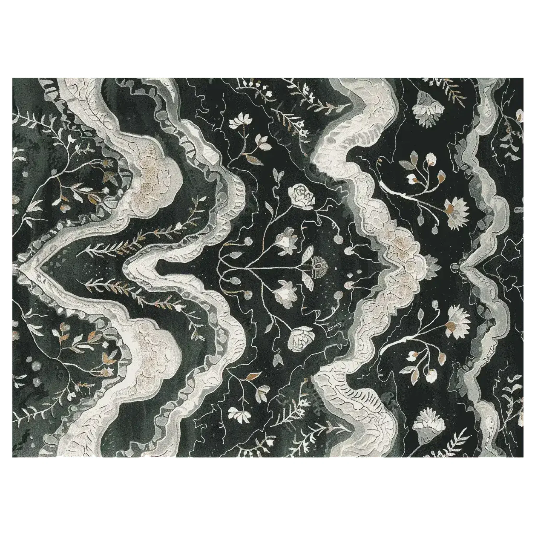 Gilded Floral Current Hand Tufted Rug - Image 3