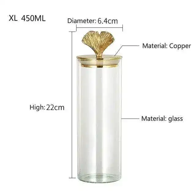 Gingko Leaf brassed Storage Jar with Sealed Lid - Image 4