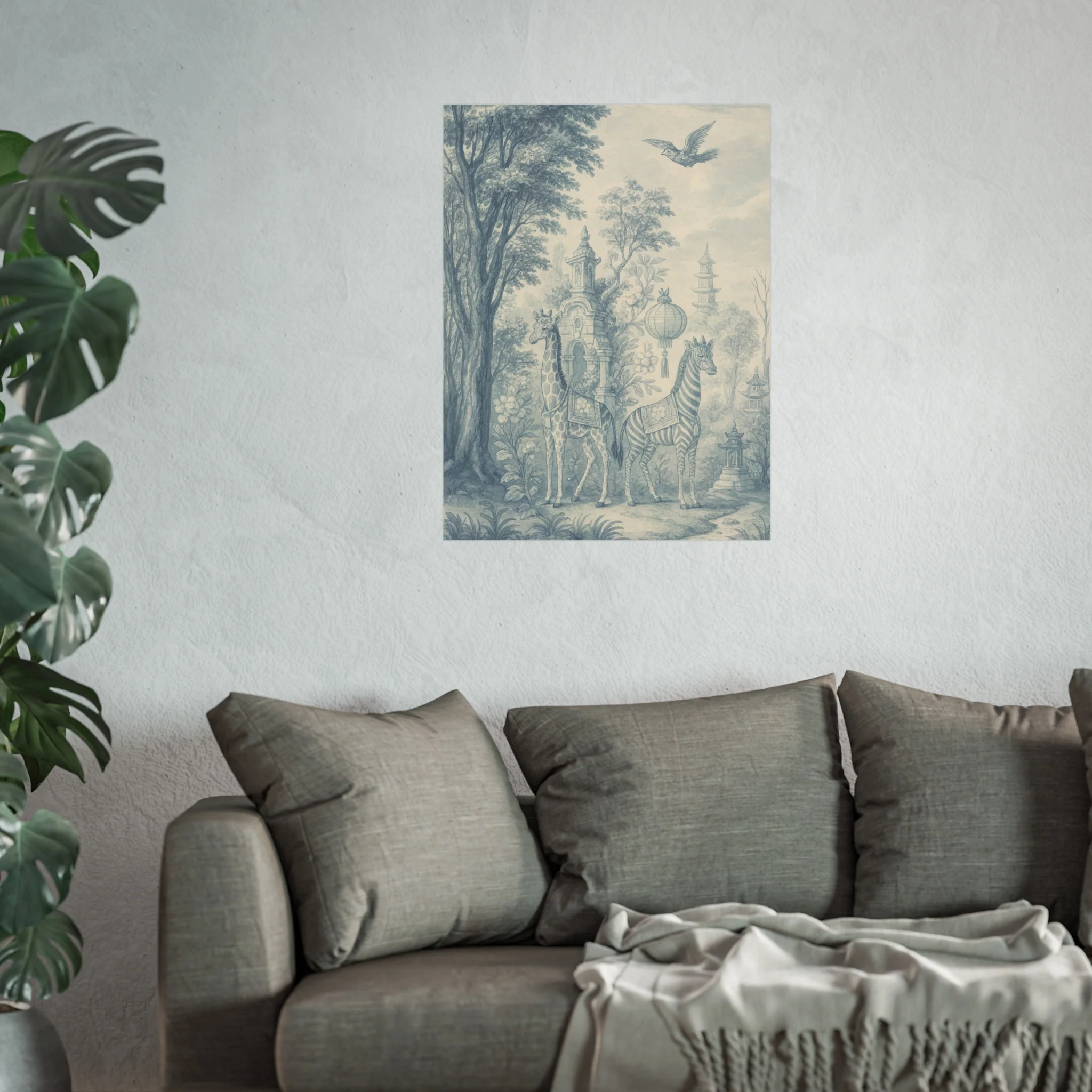 Giraffe and Zebra Dream Land Fine Art Poster - Image 41