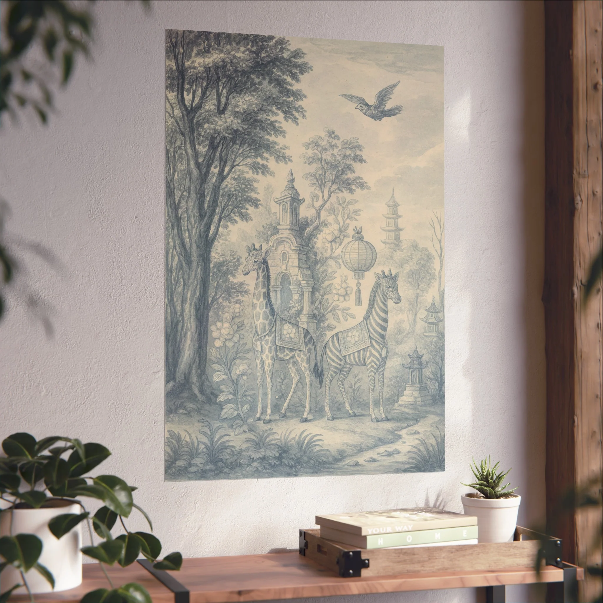 Giraffe and Zebra Dream Land Fine Art Poster - Image 44