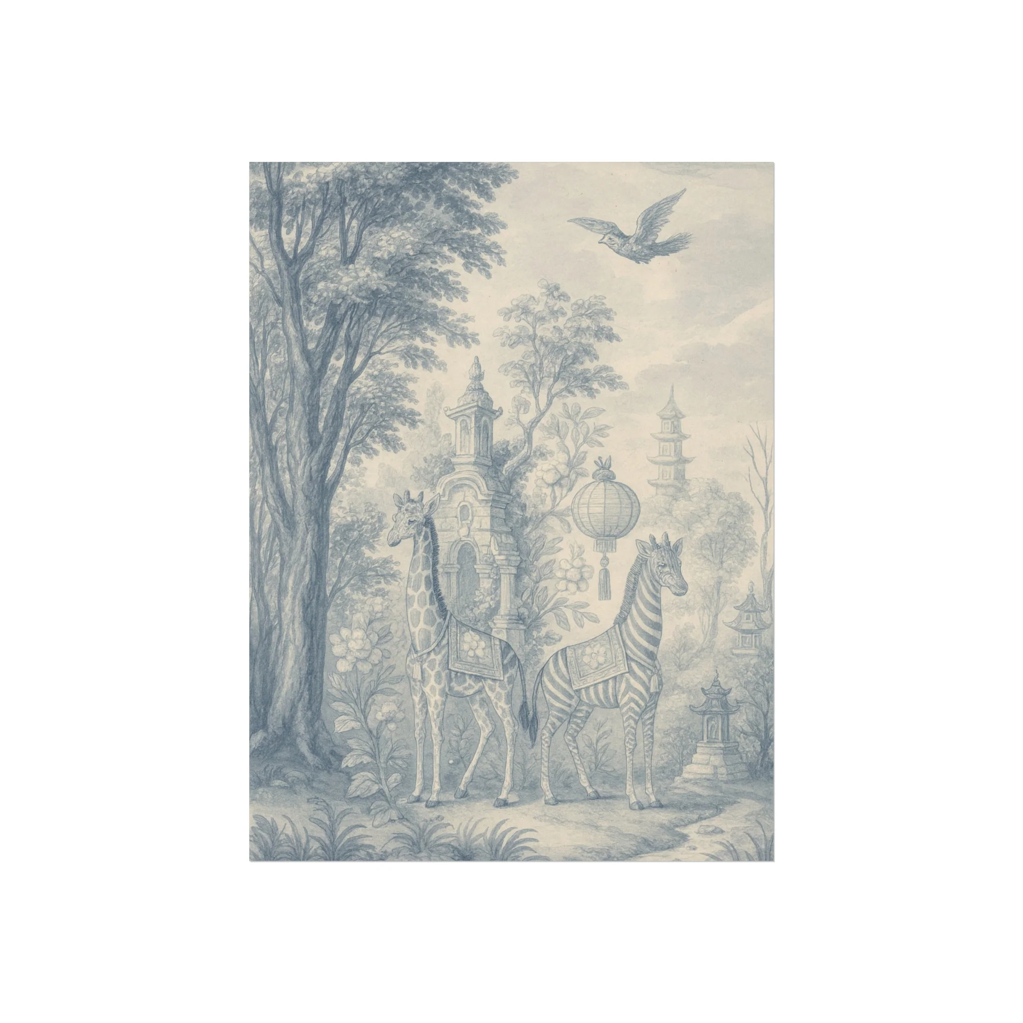 Giraffe and Zebra Dream Land Fine Art Poster - Image 6