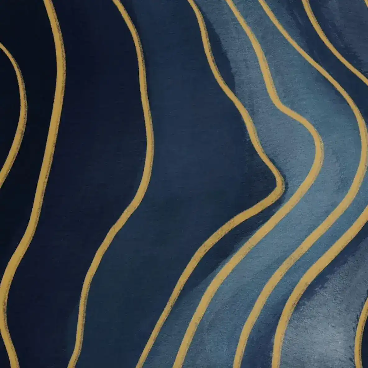 Gold Abstract Deep Blue Navy Wall Mural - Image 4