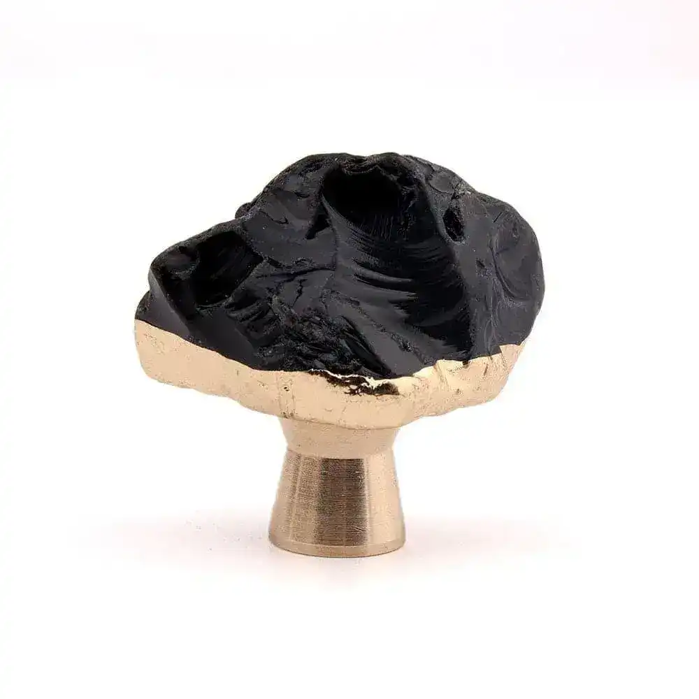 Gold and Black Obsidian Crystal Cabinet Door Knob - Image 2