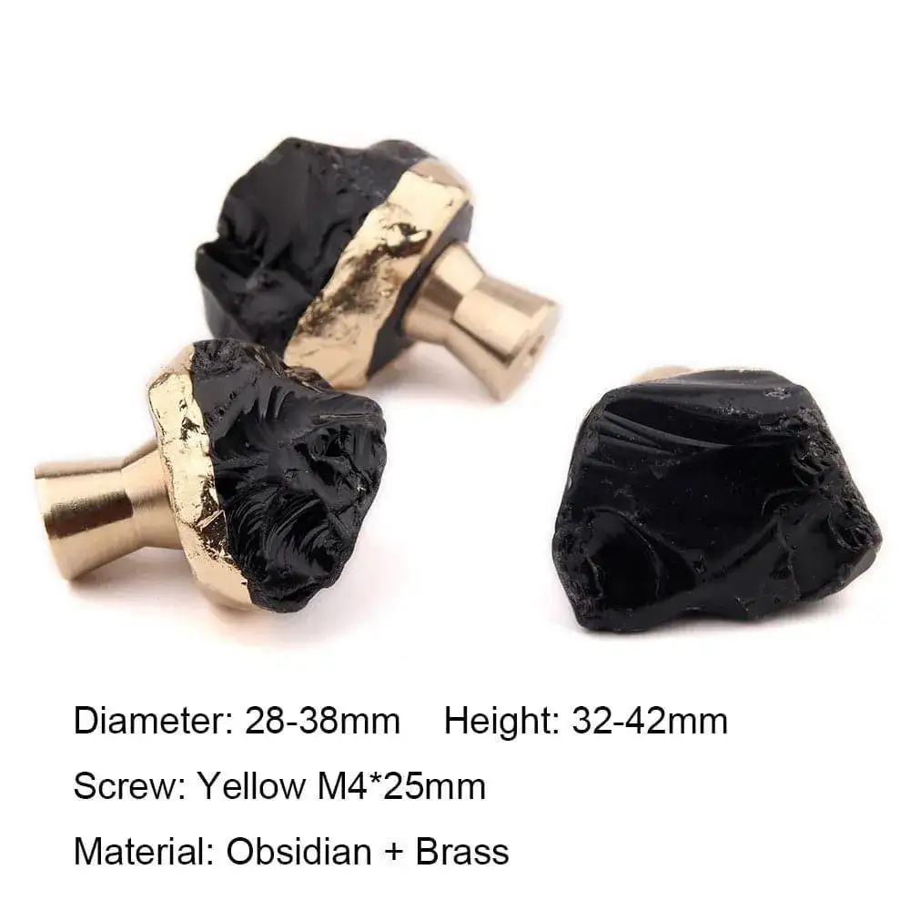 Gold and Black Obsidian Crystal Cabinet Door Knob - Image 4