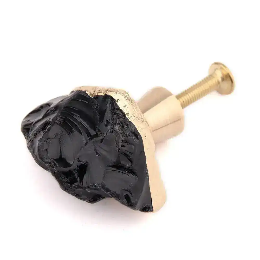 Gold and Black Obsidian Crystal Cabinet Door Knob - Image 5