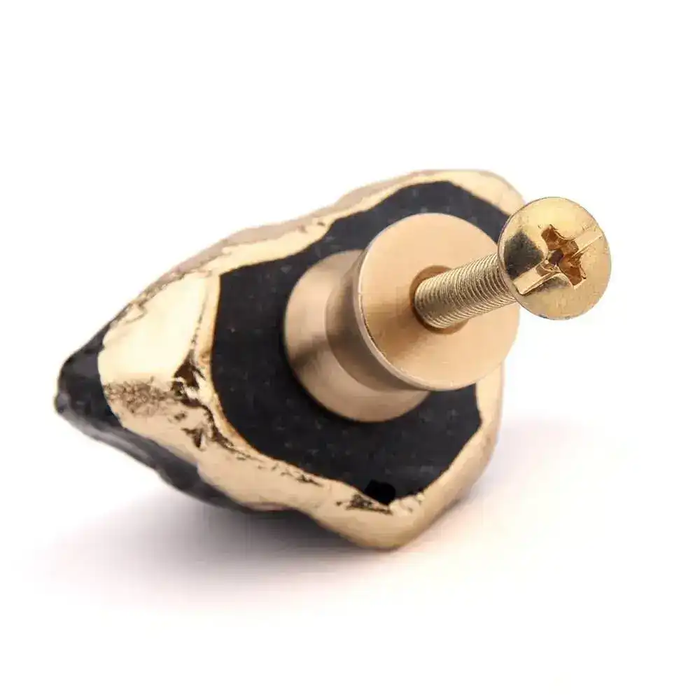 Gold and Black Obsidian Crystal Cabinet Door Knob - Image 6