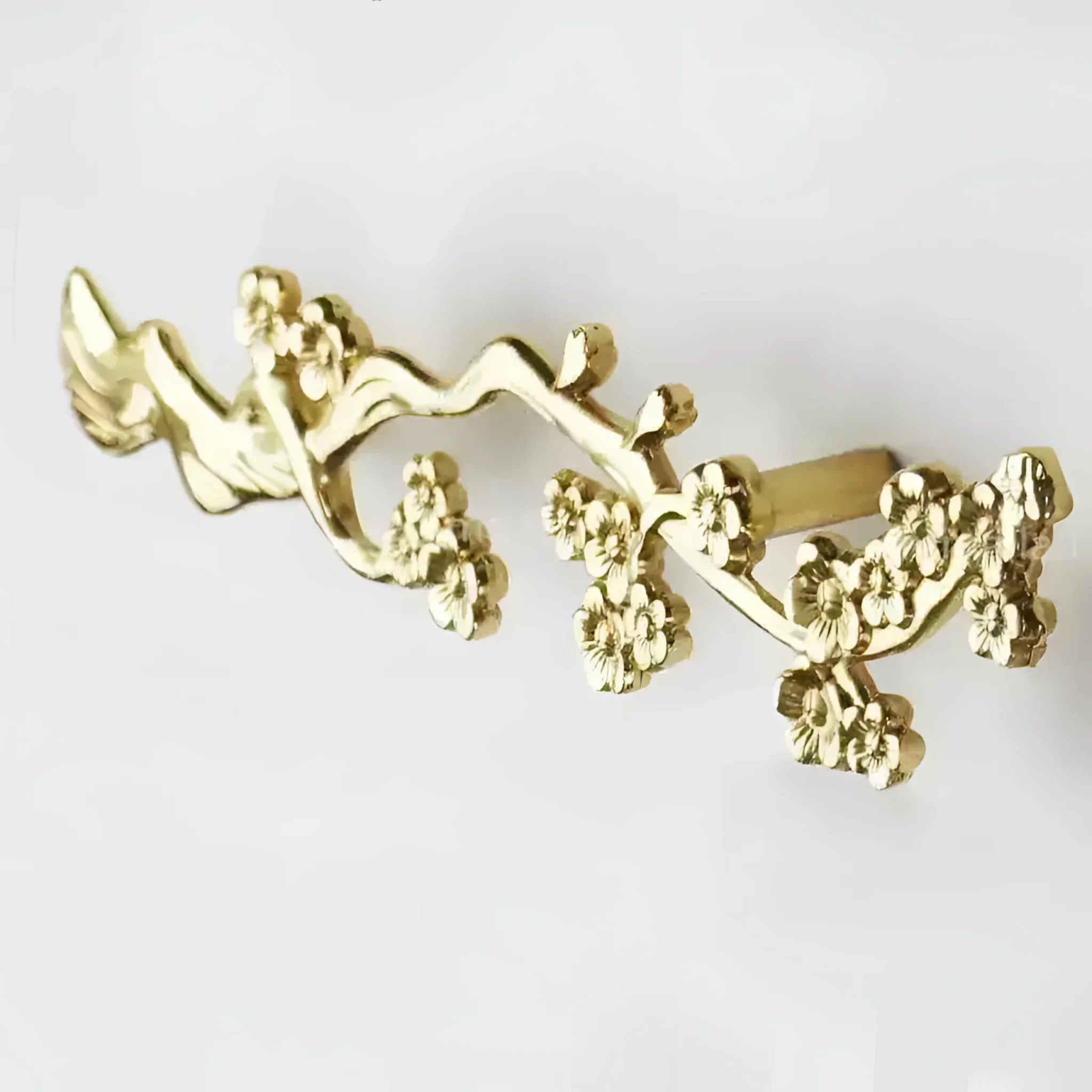Gold Cherry Blossom Tree Branch Door Knob Handles - Set of 2 - Image 2
