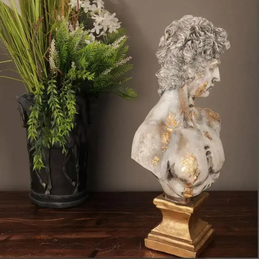 Gold Dripping Michelangelo David Bust 17" Sculpture - Image 5
