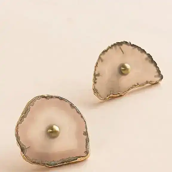 Gold Gilded Agate Stone Brass Cabinet Drawer Knob - Image 4