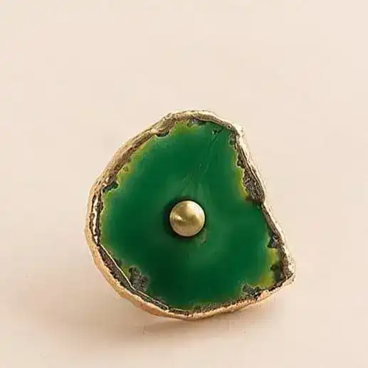 Gold Gilded Agate Stone Brass Cabinet Drawer Knob - Image 7