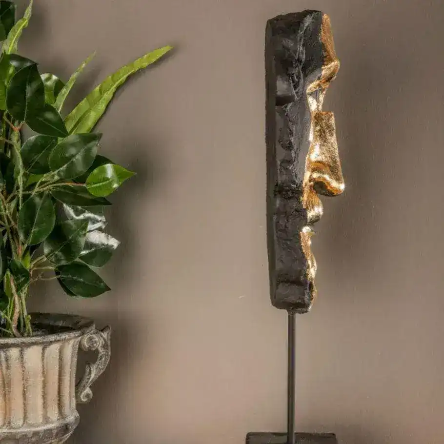 Gold Gilded Black Zeus Bust Sculpture - Image 4