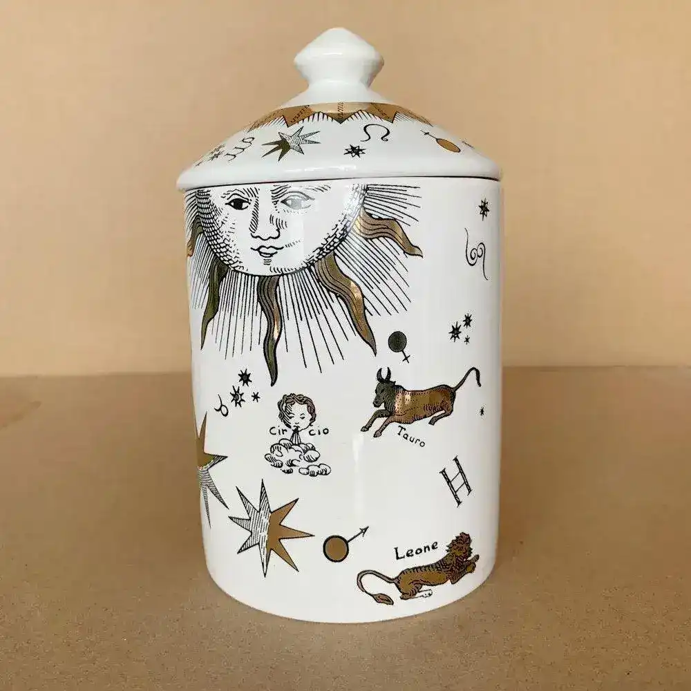 Gold Gilded Zodiac Sign Candle Jar with Lid - Image 3