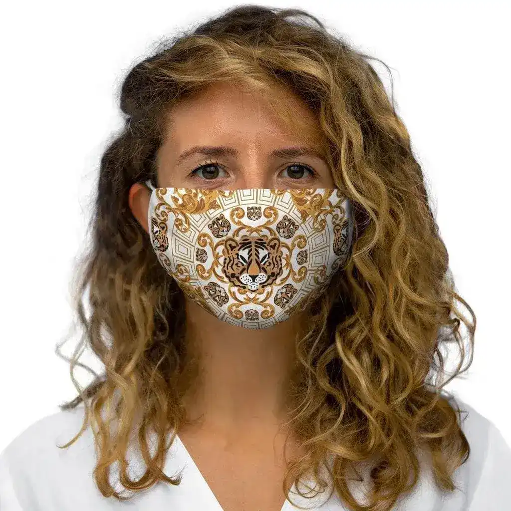 Gold Tiger Face Snug-Fit Polyester Face Mask - Image 4