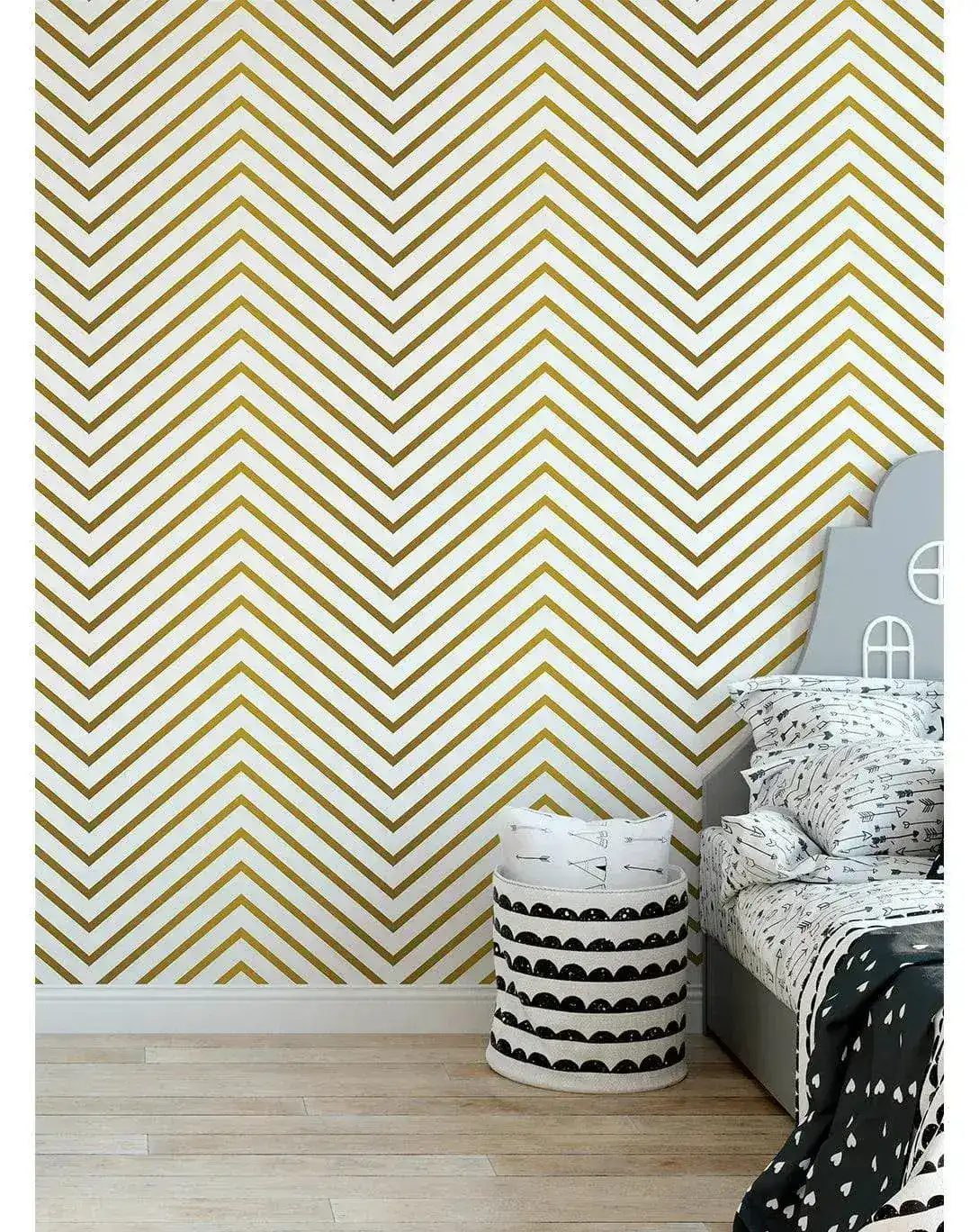 Gold Zigzag Chevron Removable Wallpaper - Image 2