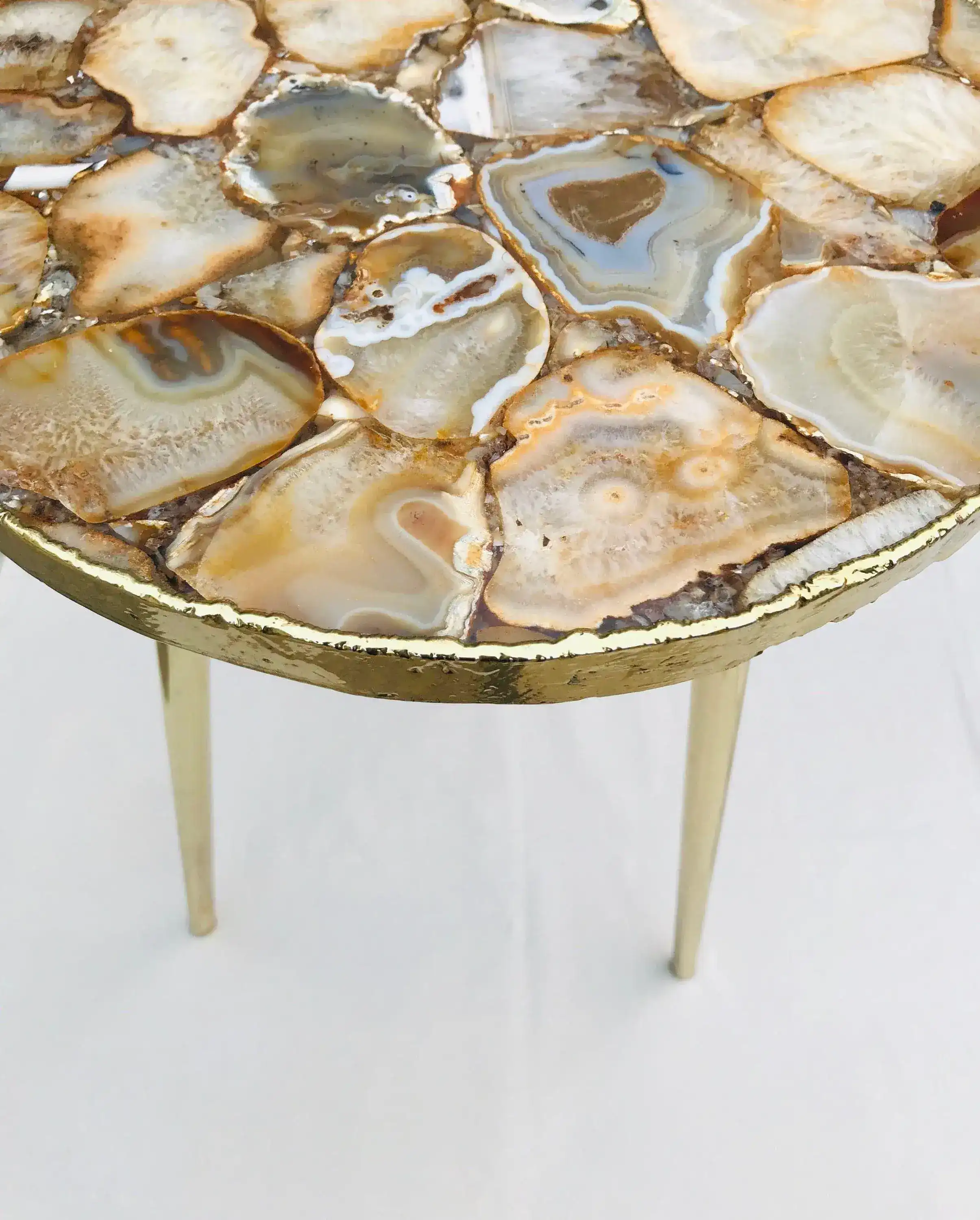 Golden Agate Round Edge Side Coffee Table - Image 11