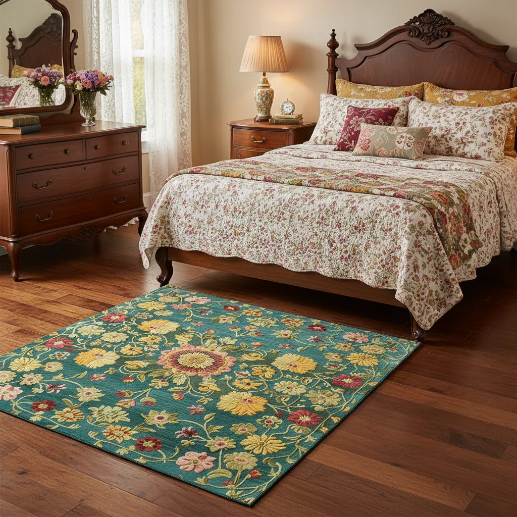 Golden Blossom Persian Hand Tufted Rug - Image 4