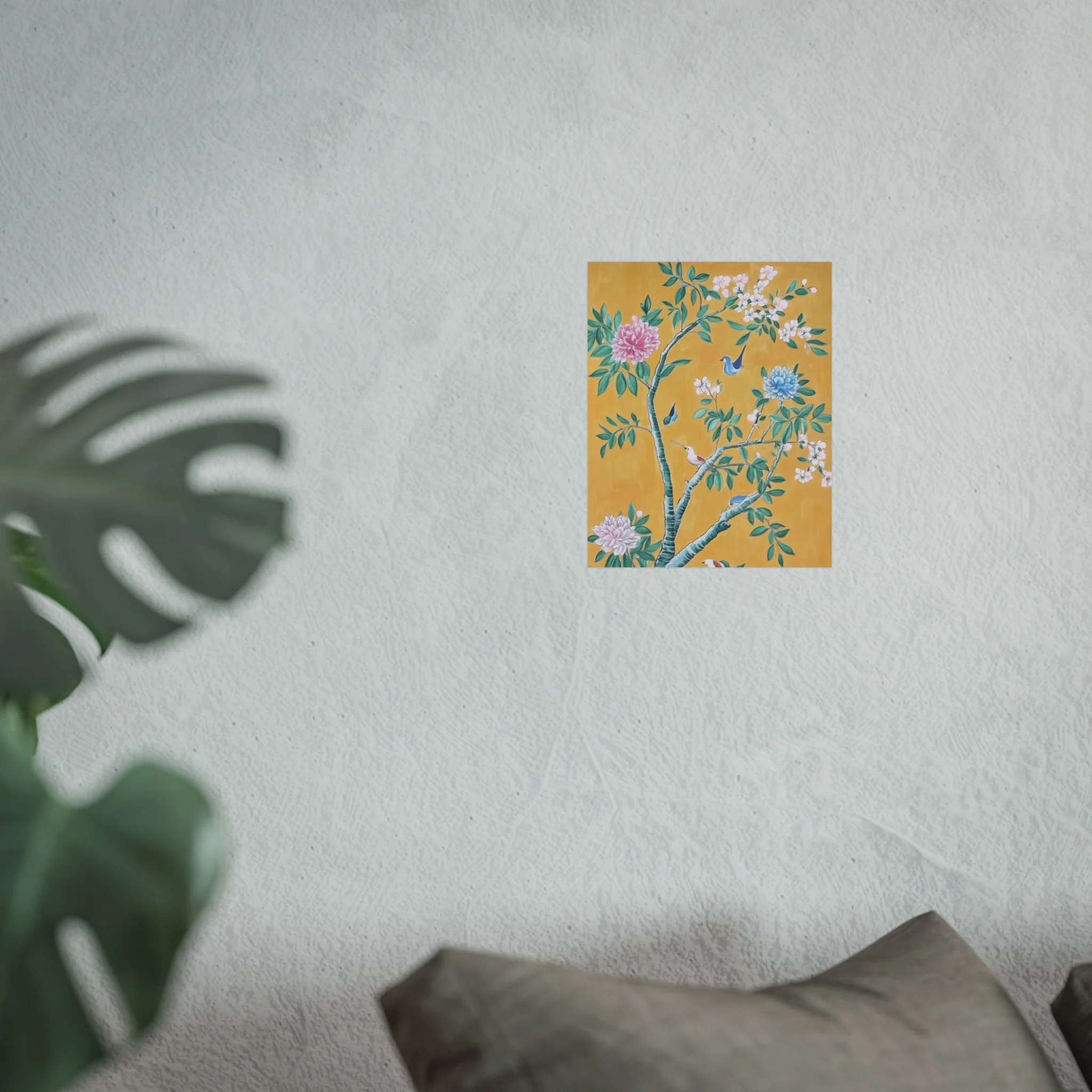 Golden Chinoiserie Birds and Floral Scene Fine Art Poster - Image 17