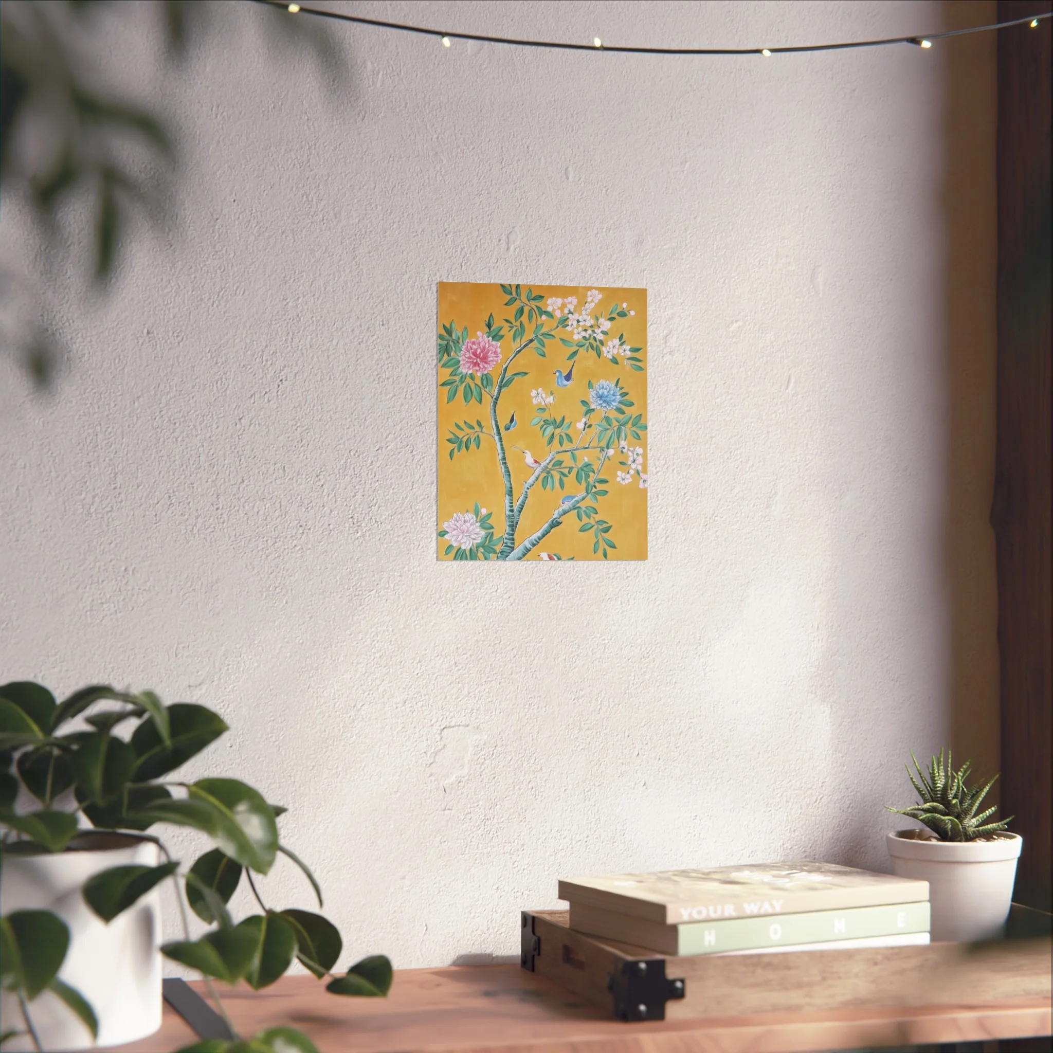 Golden Chinoiserie Birds and Floral Scene Fine Art Poster - Image 18