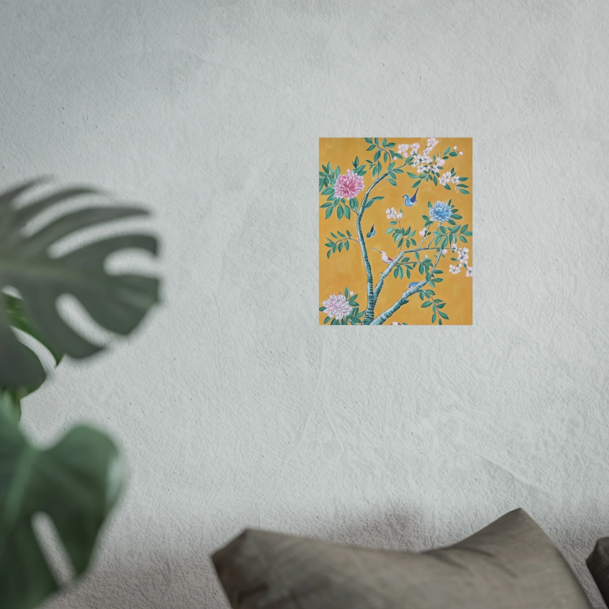 Golden Chinoiserie Birds and Floral Scene Fine Art Poster - Image 21