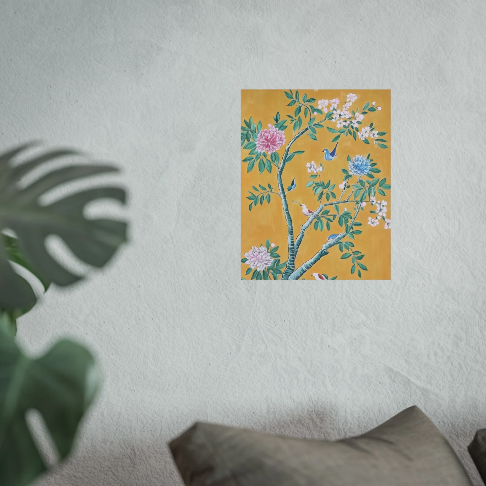 Golden Chinoiserie Birds and Floral Scene Fine Art Poster - Image 23
