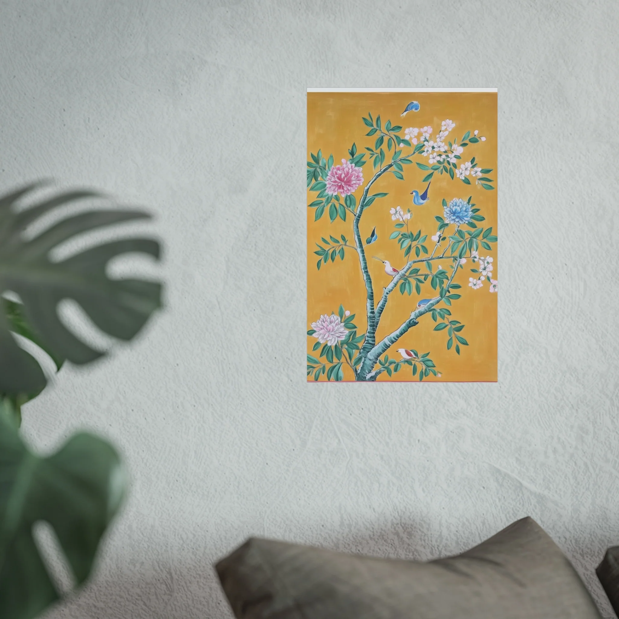 Golden Chinoiserie Birds and Floral Scene Fine Art Poster - Image 25