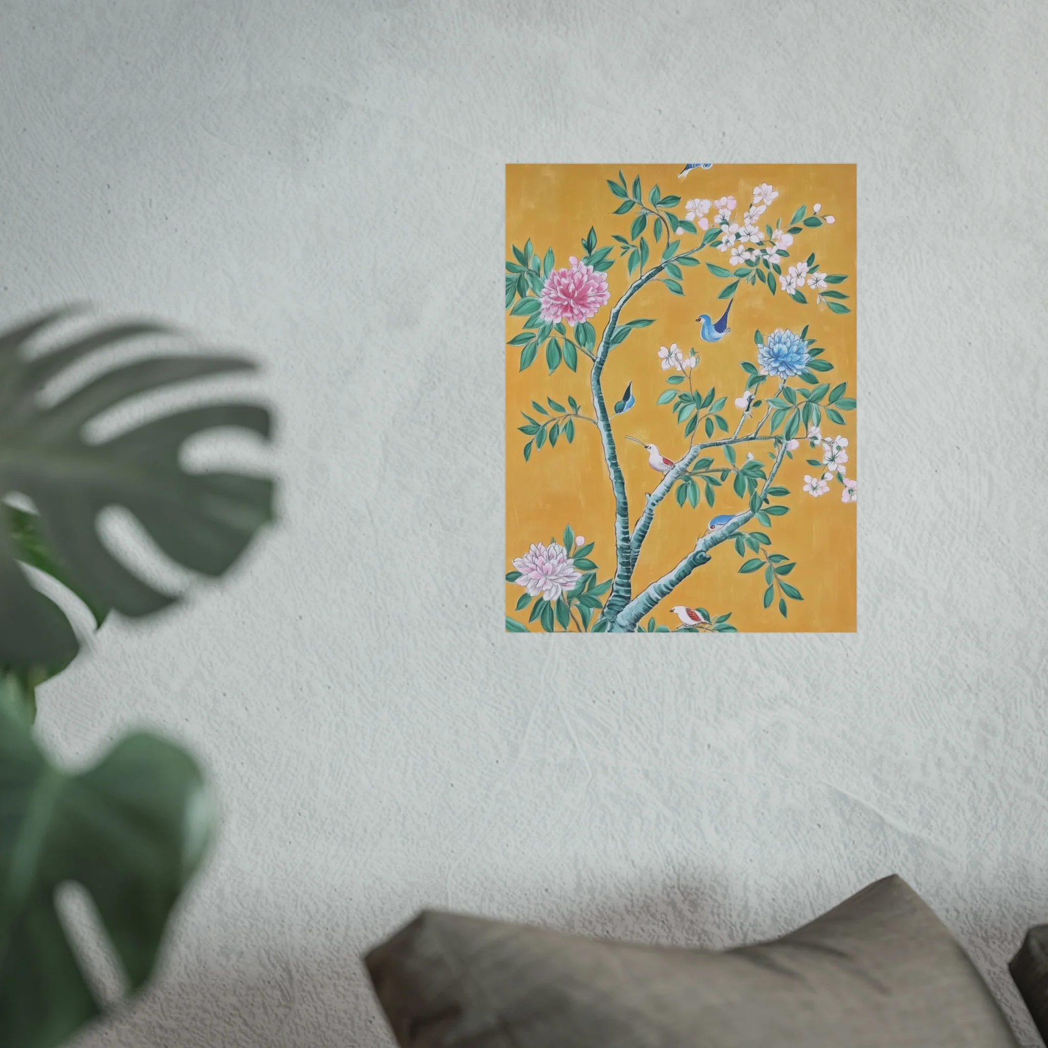 Golden Chinoiserie Birds and Floral Scene Fine Art Poster - Image 27