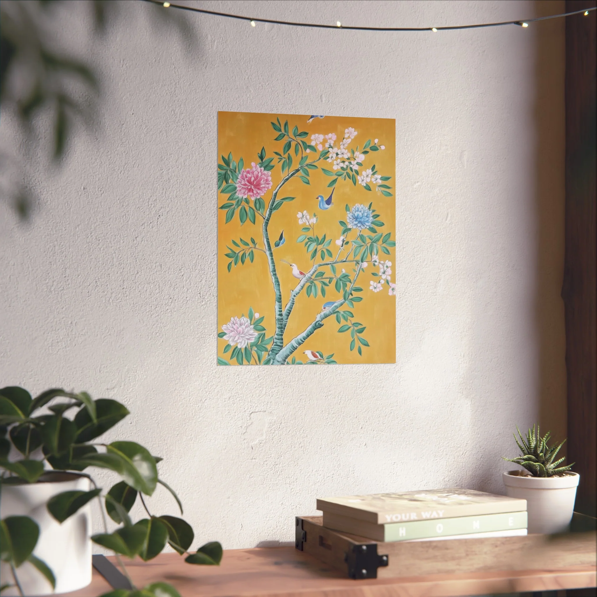 Golden Chinoiserie Birds and Floral Scene Fine Art Poster - Image 28