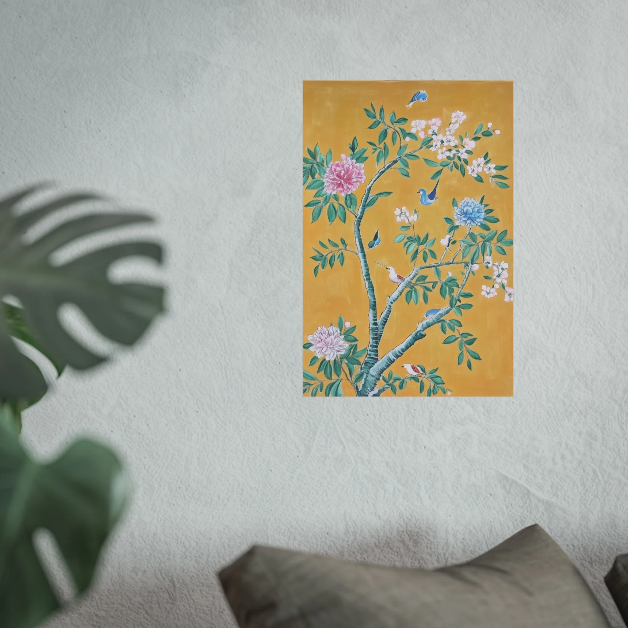 Golden Chinoiserie Birds and Floral Scene Fine Art Poster - Image 29