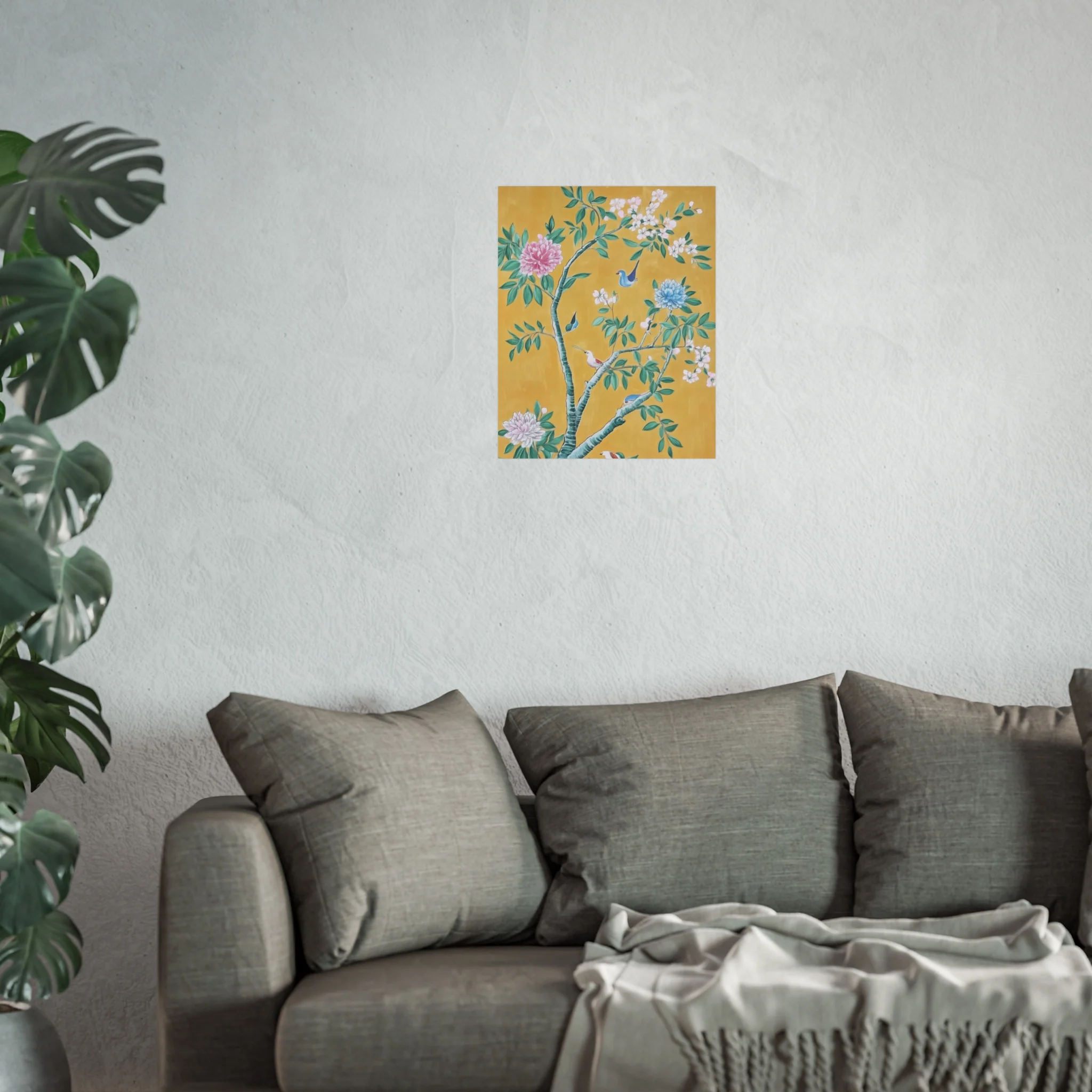 Golden Chinoiserie Birds and Floral Scene Fine Art Poster - Image 31