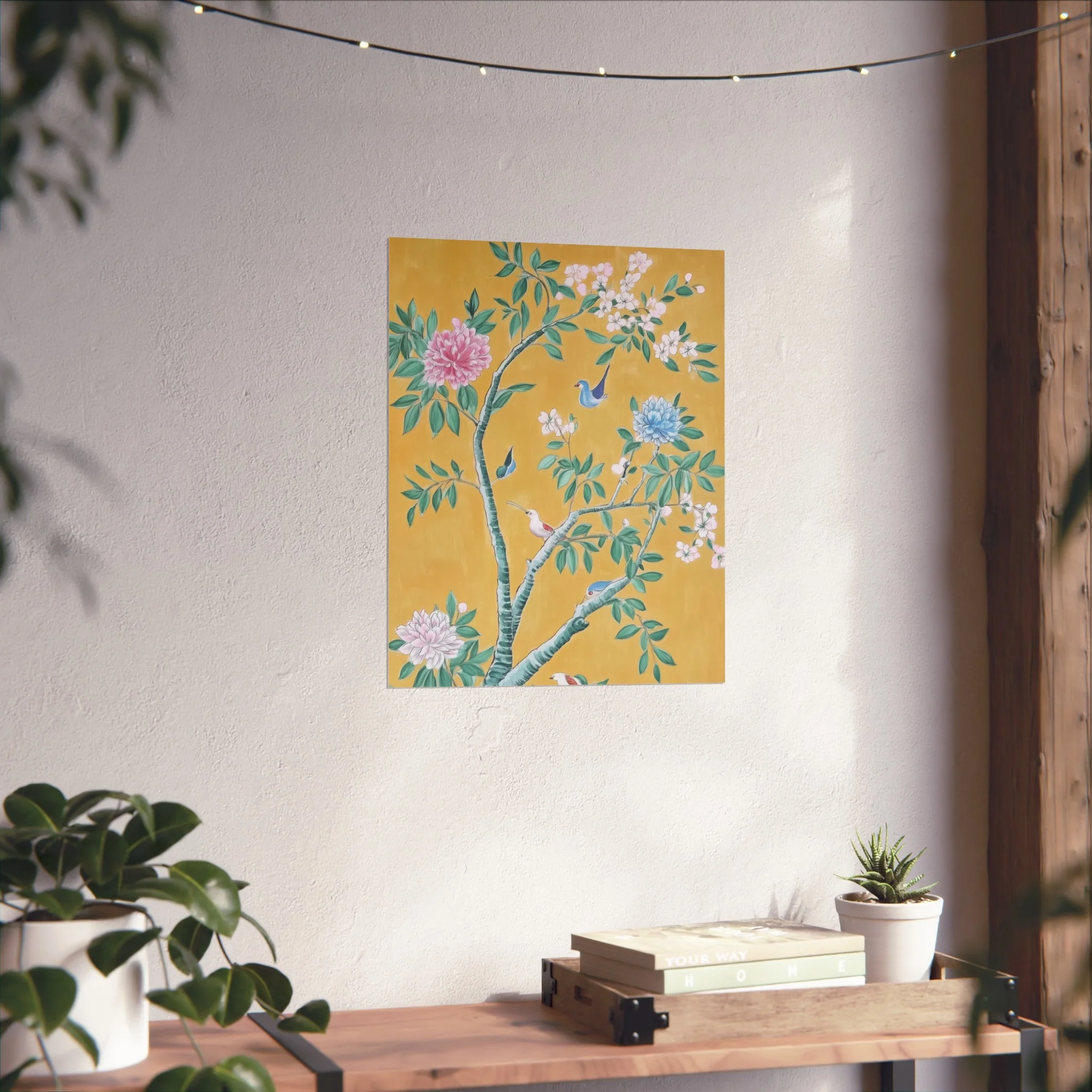 Golden Chinoiserie Birds and Floral Scene Fine Art Poster - Image 32