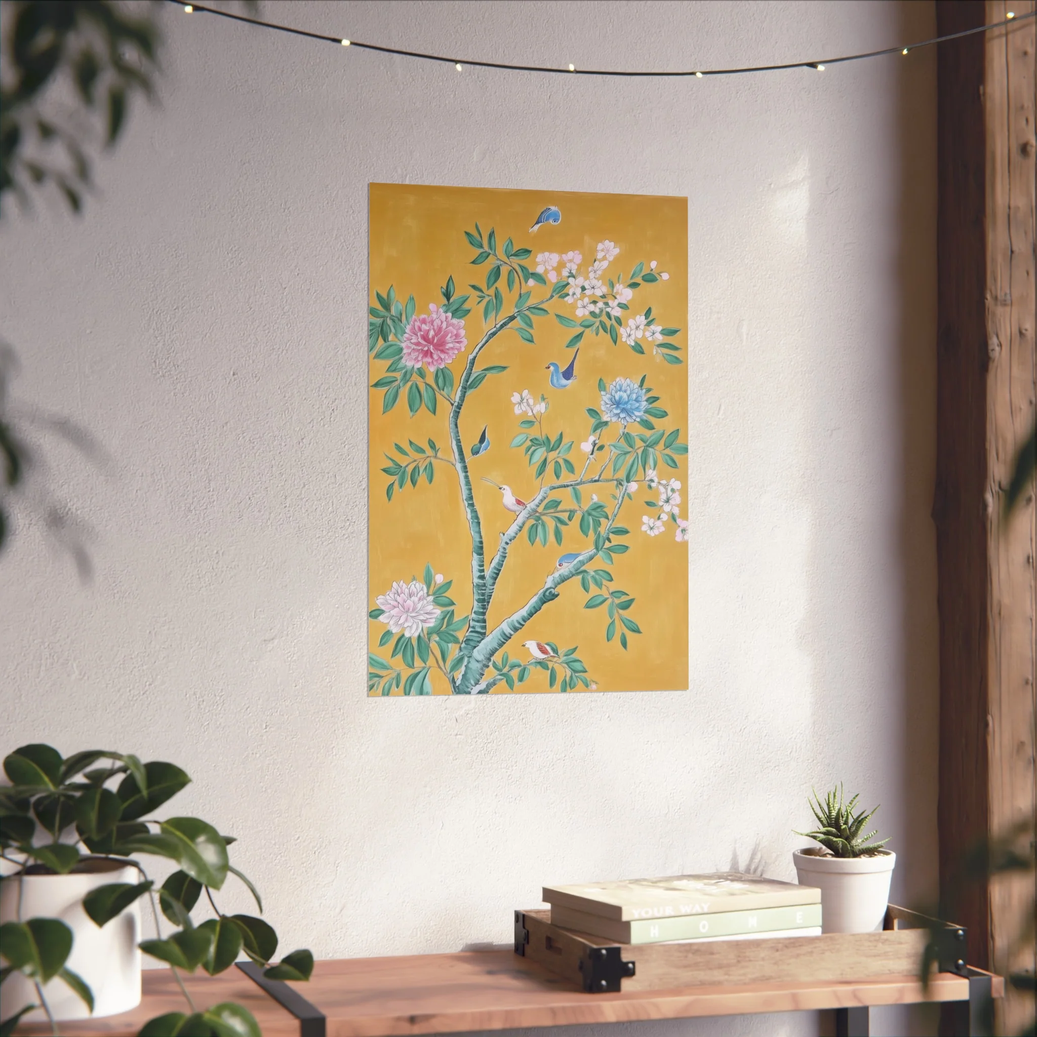 Golden Chinoiserie Birds and Floral Scene Fine Art Poster - Image 34