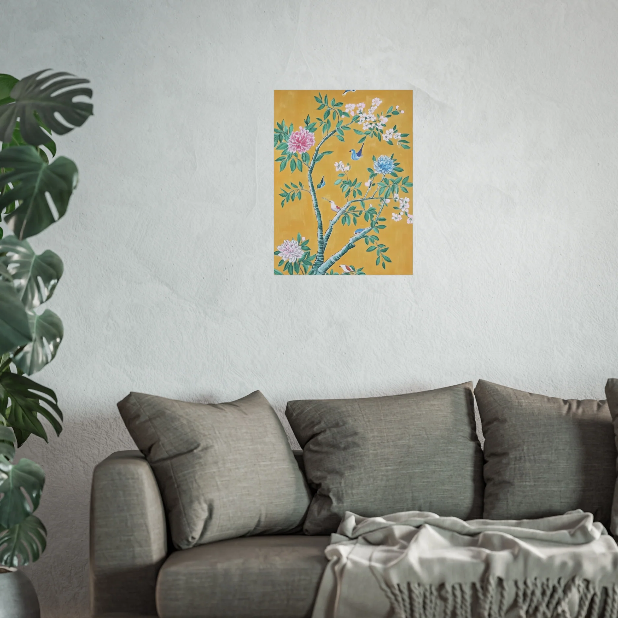 Golden Chinoiserie Birds and Floral Scene Fine Art Poster - Image 35