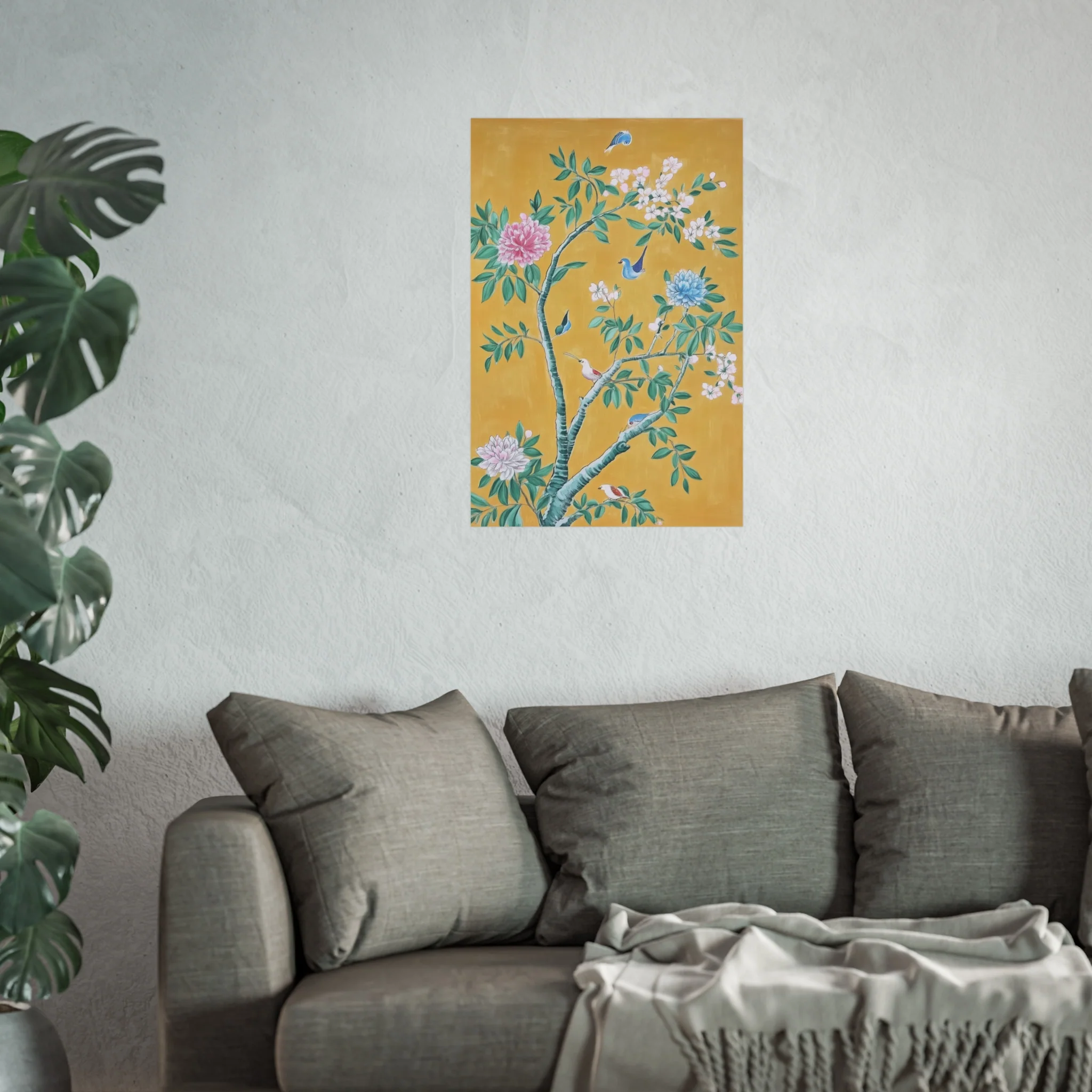 Golden Chinoiserie Birds and Floral Scene Fine Art Poster - Image 37
