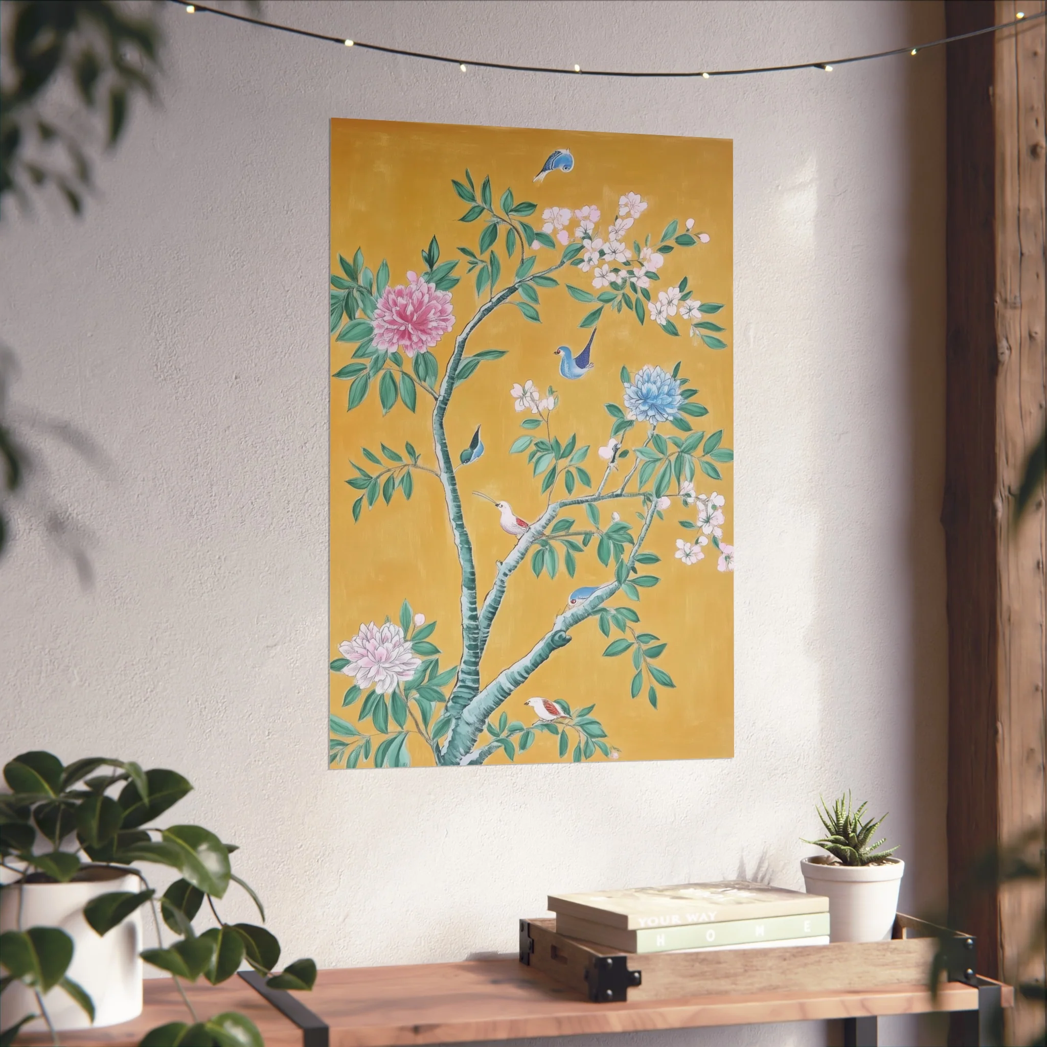 Golden Chinoiserie Birds and Floral Scene Fine Art Poster - Image 38
