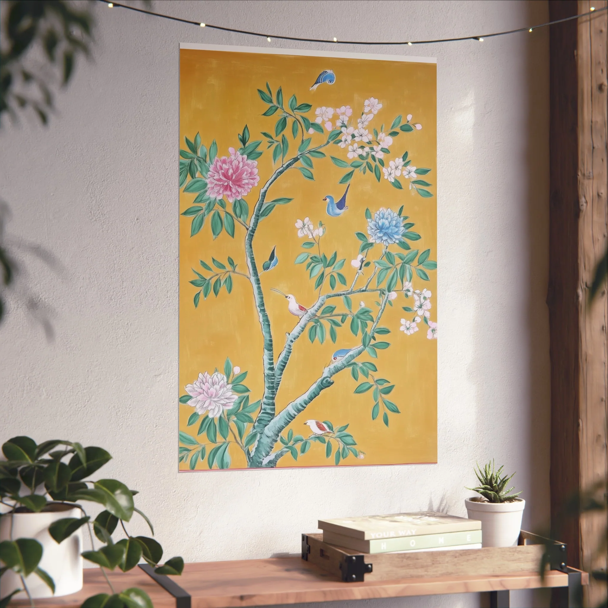 Golden Chinoiserie Birds and Floral Scene Fine Art Poster - Image 40