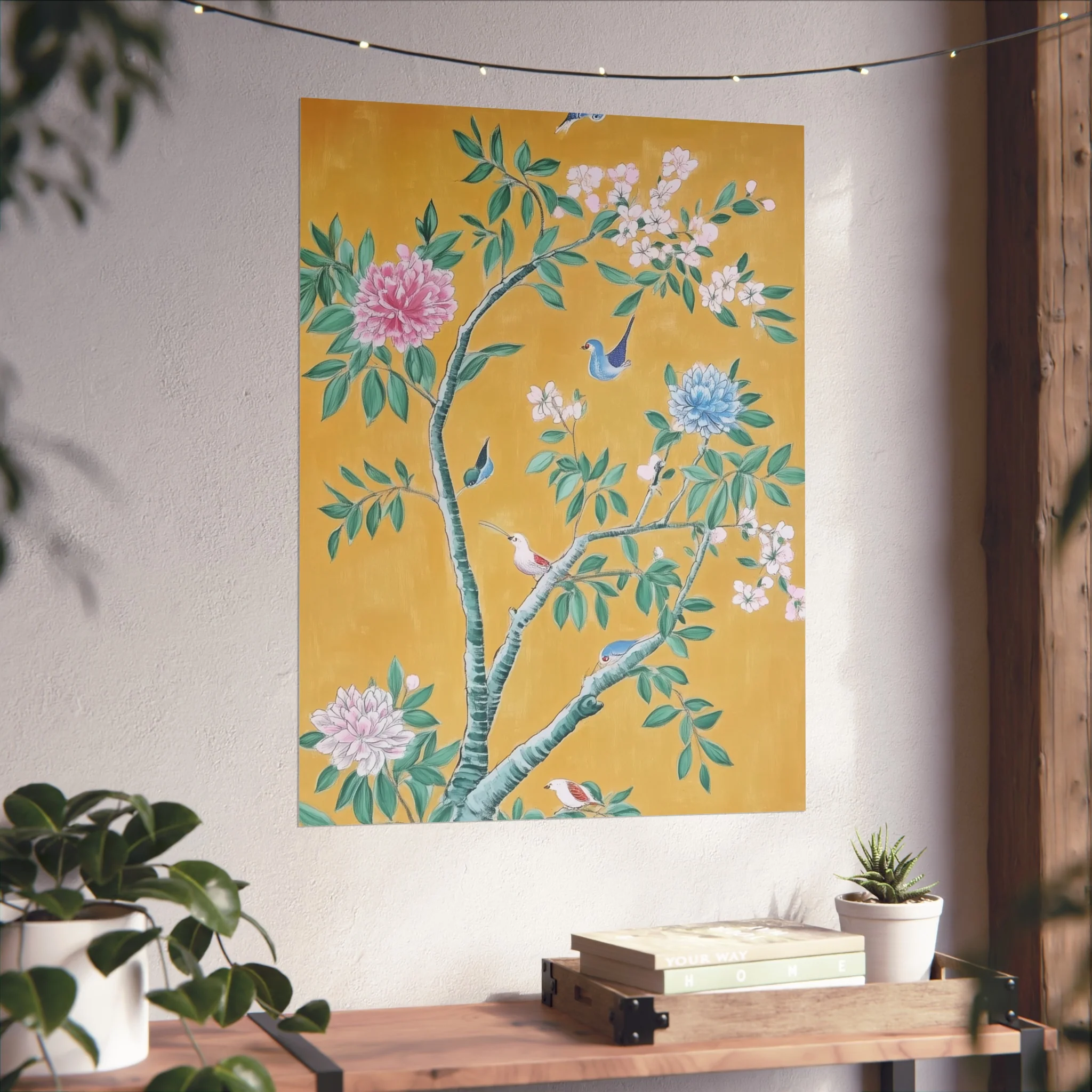 Golden Chinoiserie Birds and Floral Scene Fine Art Poster - Image 42