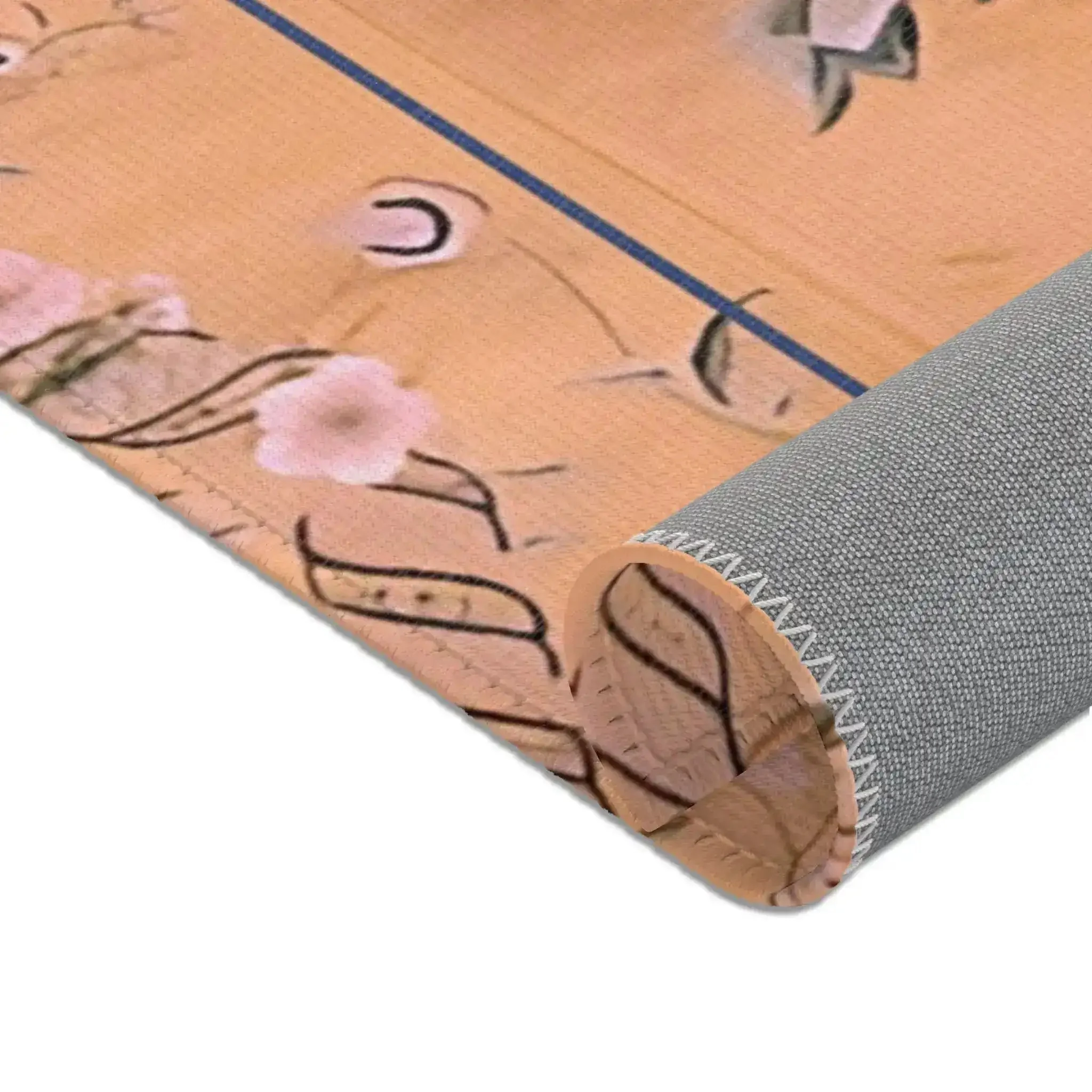 Golden Floral Vase Accent Rug with Blue Border - Image 9