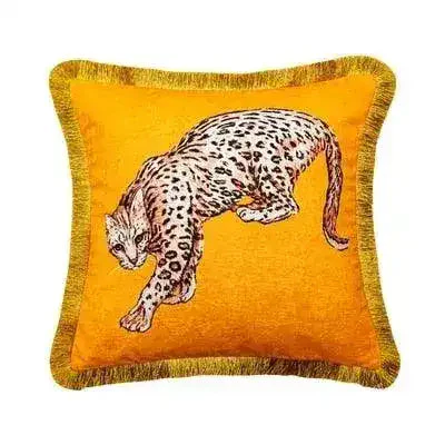 Golden Fringe Leopard Throw Pillow Cover - Image 10