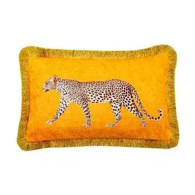 Golden Fringe Leopard Throw Pillow Cover - Image 11