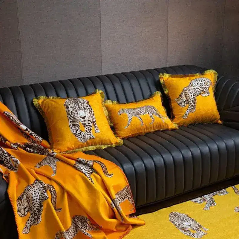 Golden Fringe Leopard Throw Pillow Cover - Image 2