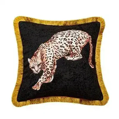 Golden Fringe Leopard Throw Pillow Cover - Image 6