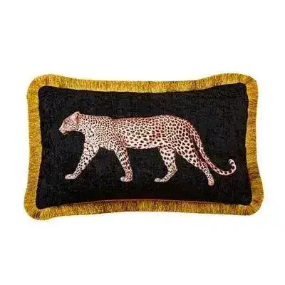 Golden Fringe Leopard Throw Pillow Cover - Image 7