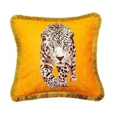 Golden Fringe Leopard Throw Pillow Cover - Image 9
