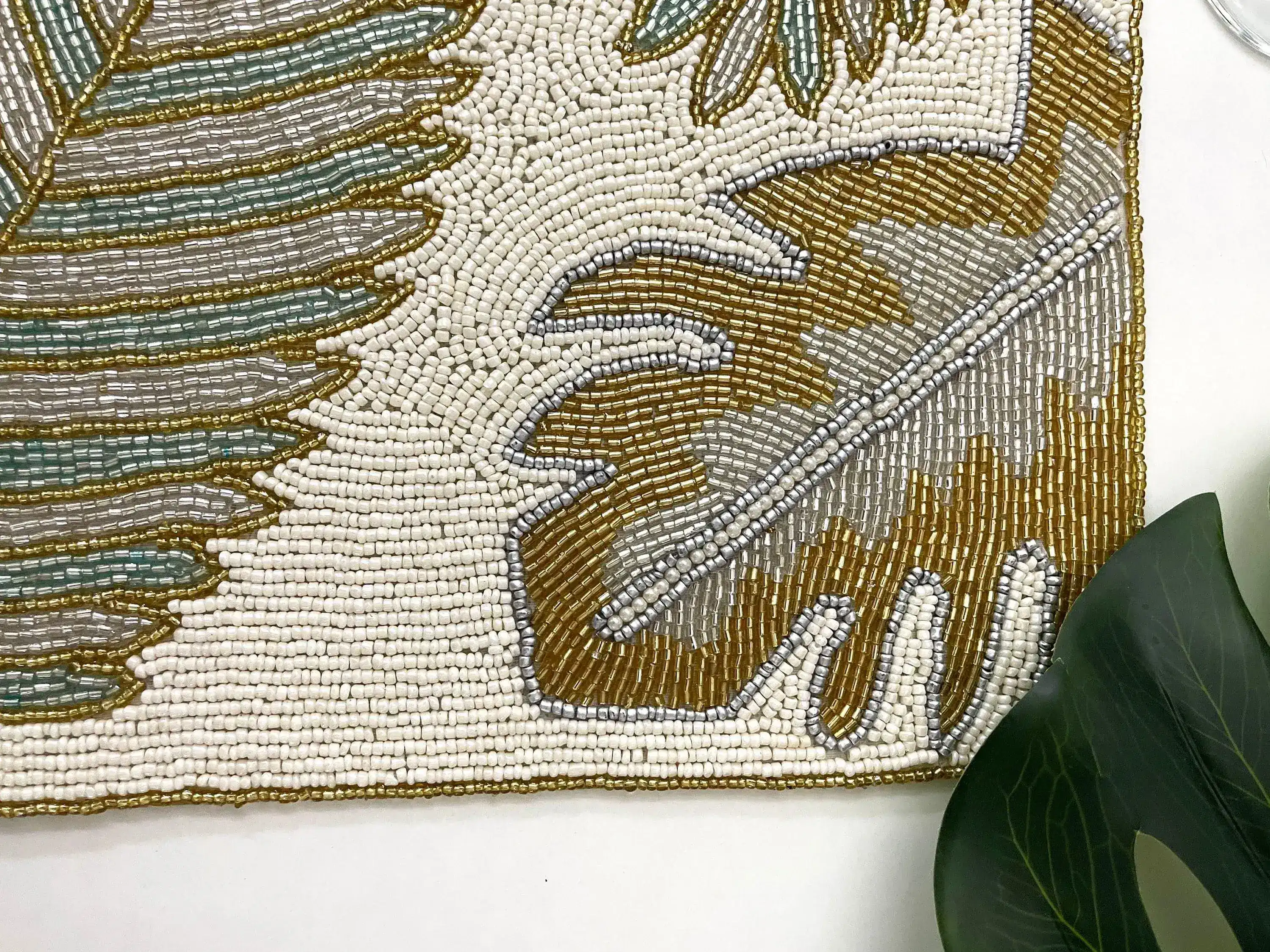 Golden Leaves Rectangular Beaded Placemat - Image 4