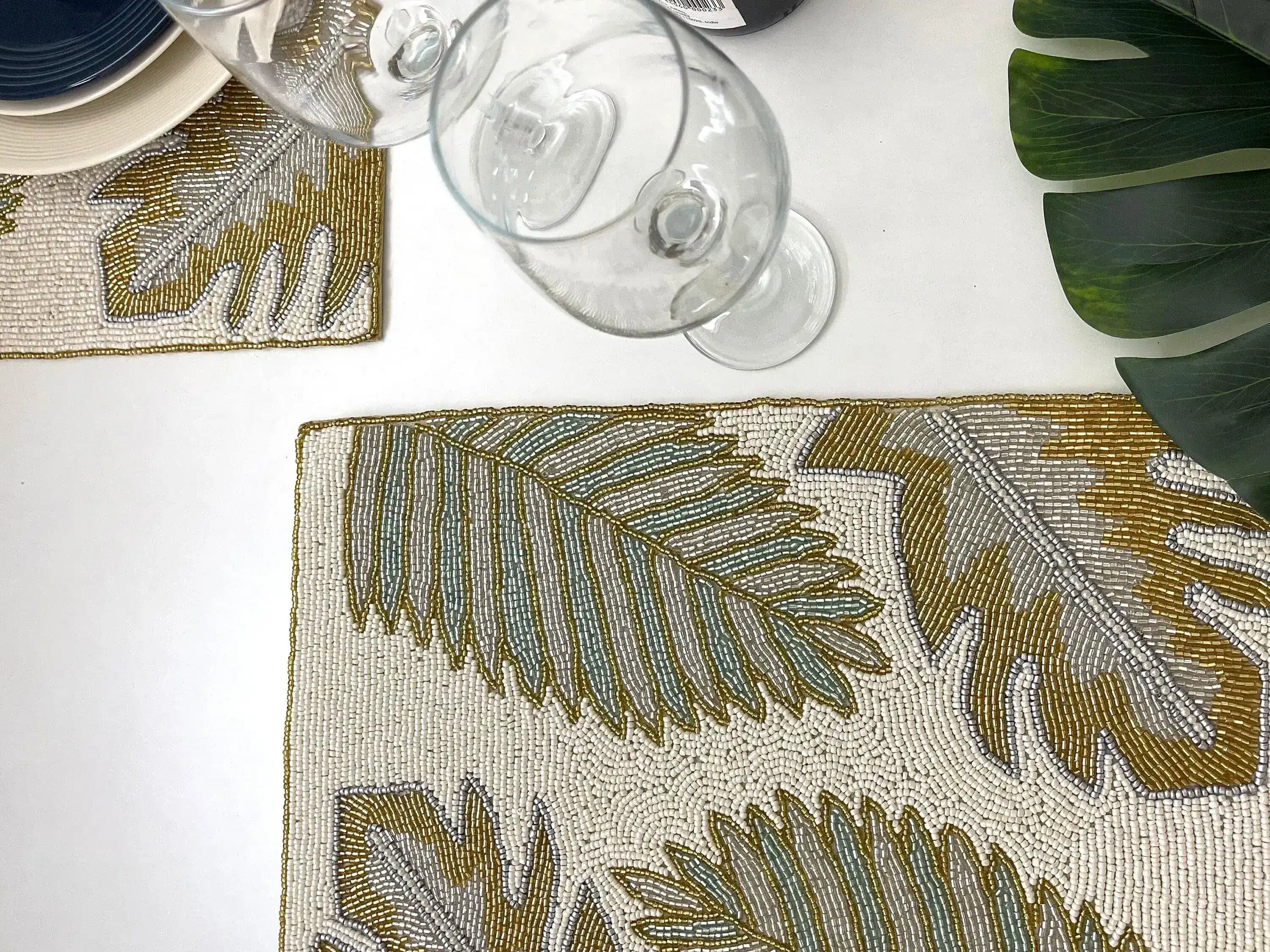 Golden Leaves Rectangular Beaded Placemat - Image 5