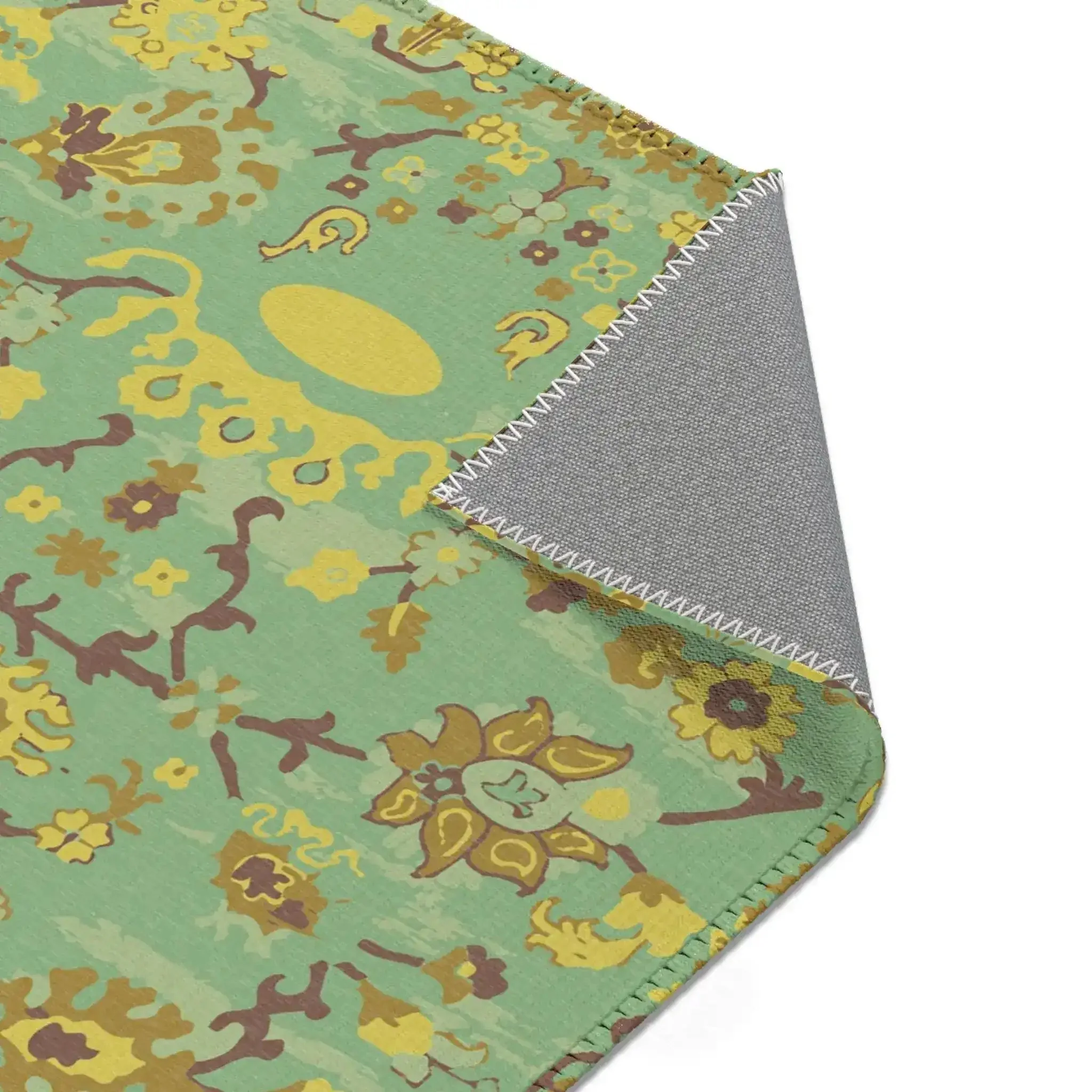 Golden Olive Medallion Floral Accent Rug - Image 6